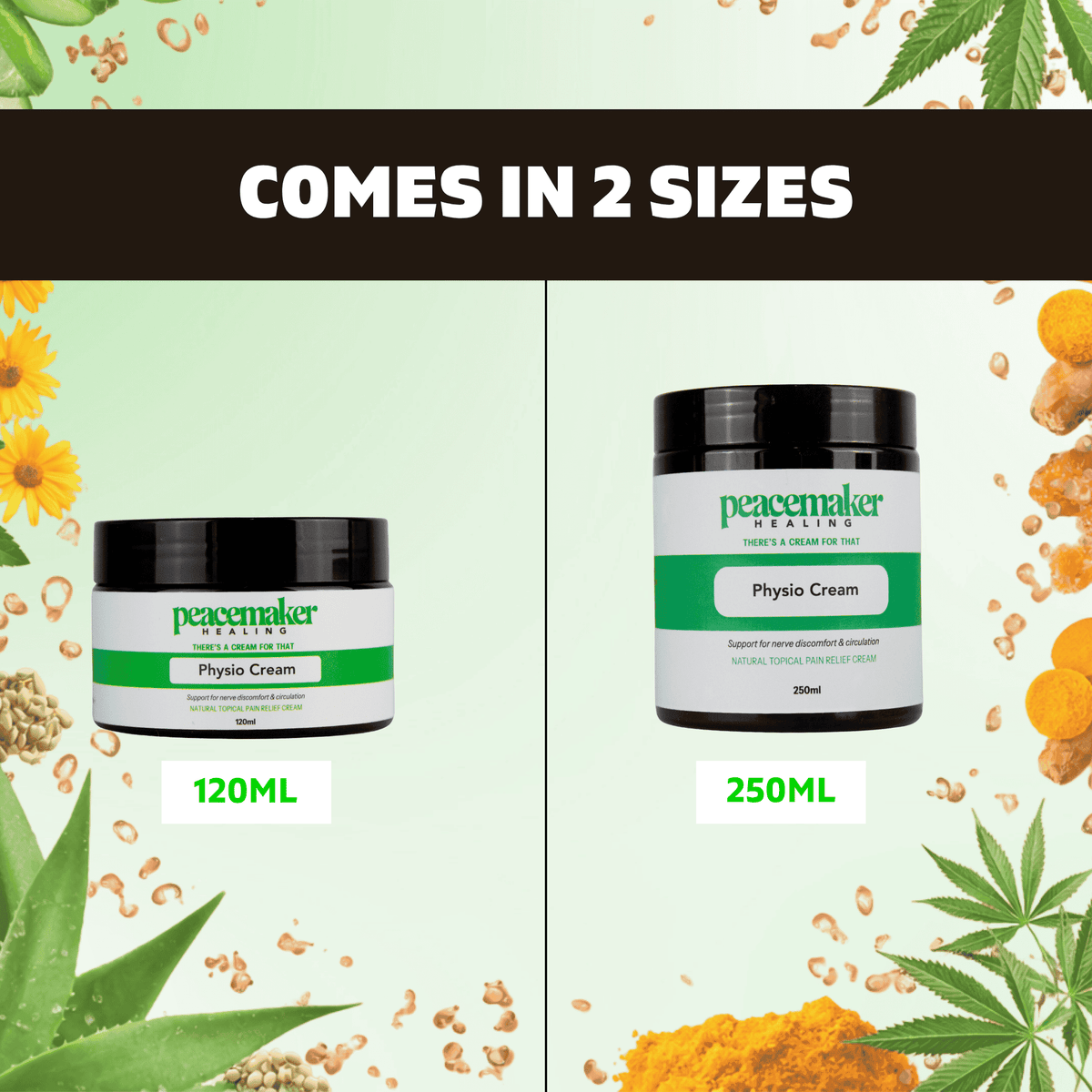 Physio Cream — available sizes